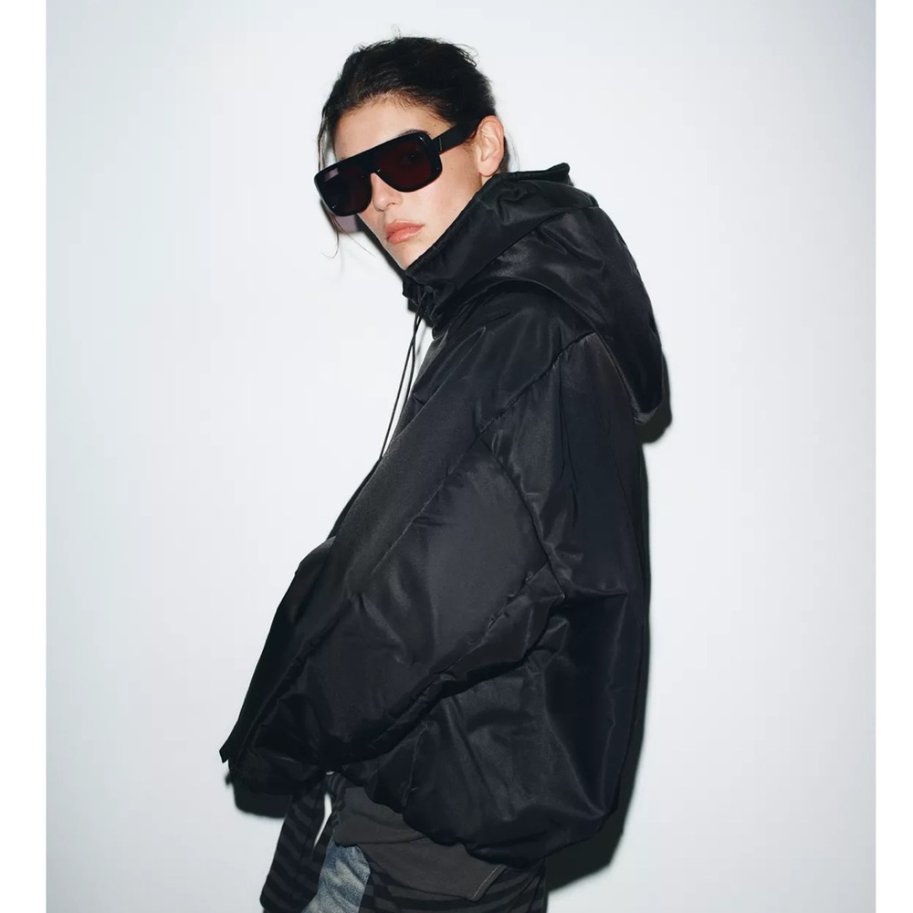 ZARA WATER REPELLENT WINDPROOF HOODED PUFFER JACKET - Picture 2 of 16